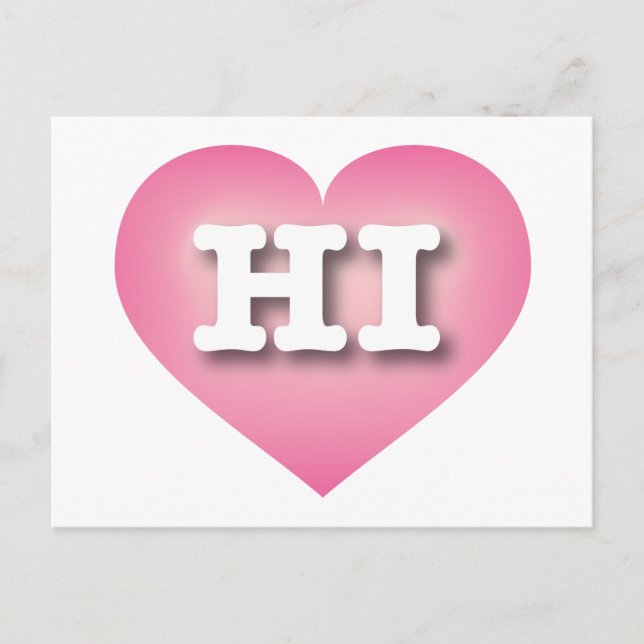 Hawaii Pink Fade Heart - I love HI Postcard (Front)