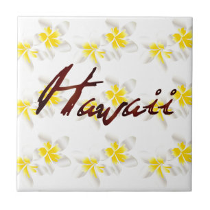 Hawaii Plumeria Flowers Ceramic Tile