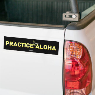 Hawaii Practice Aloha Golden Shaka (Hang loose) Bumper Sticker