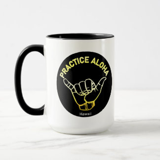Hawaii Practice Aloha Golden Shaka (Hang loose) Mug