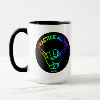 Hawaii Practice Aloha Rainbow Shaka (Hang loose) Mug