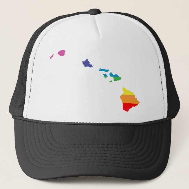 hawaii pride. striped. trucker hat (Front)