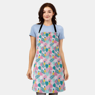 Hawaii Print Flower Cotton Aprons For Men & Women