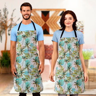 Hawaii Print Flower Cotton Aprons For Men & Women