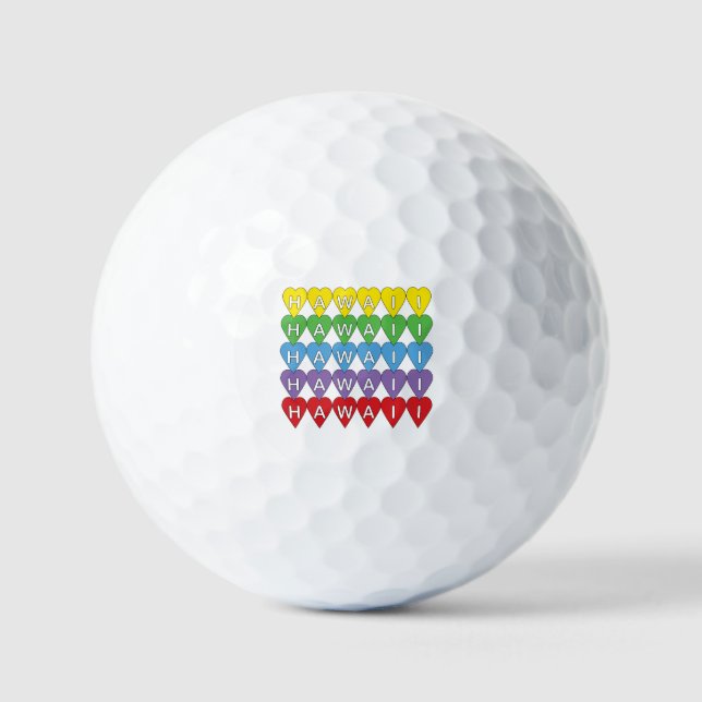 Hawaii Rainbow Hearts Golf Balls (Front)