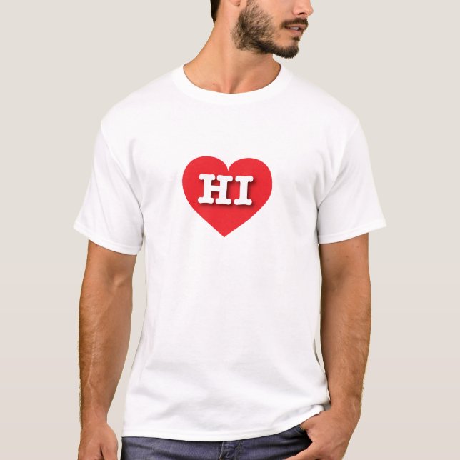 Hawaii Red Heart - I love HI T-Shirt (Front)