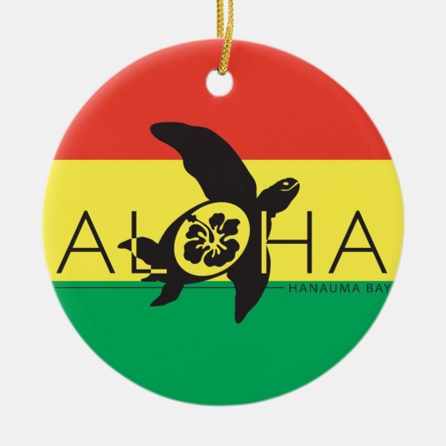 Hawaii Reggae Turtle Ceramic Ornament (Front)