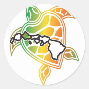 Hawaii Reggae Turtle Classic Round Sticker