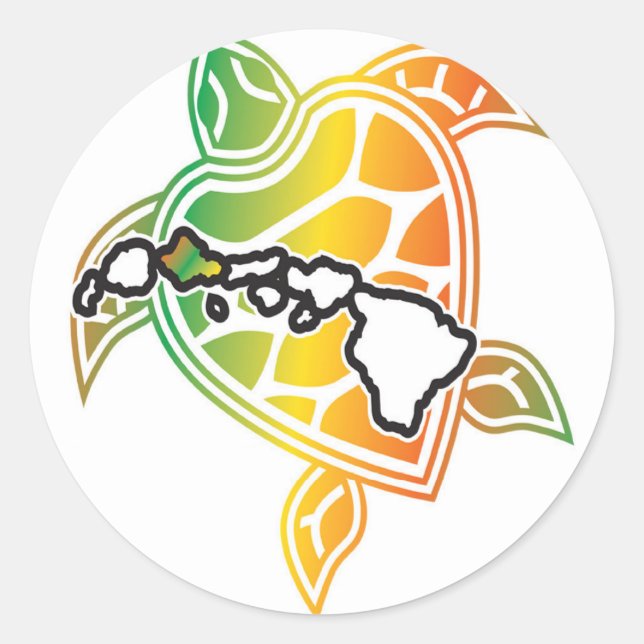 Hawaii Reggae Turtle Classic Round Sticker (Front)