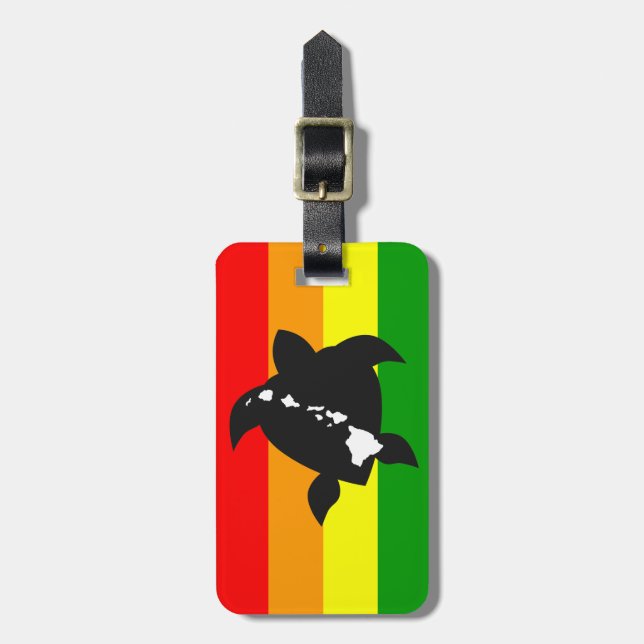 Hawaii Reggae Turtle Luggage Tag (Front Vertical)