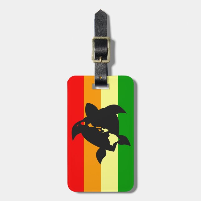 Hawaii Reggae Turtle Luggage Tag (Front Vertical)
