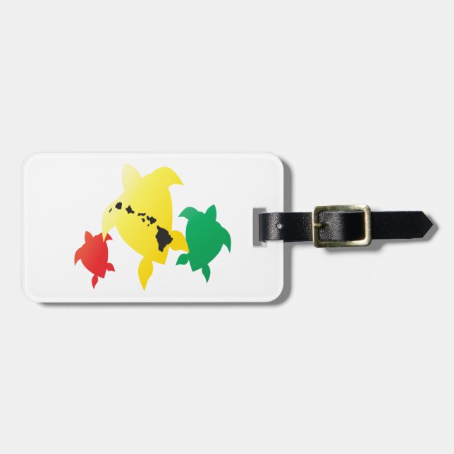 Hawaii Reggae Turtles Luggage Tag (Front Horizontal)