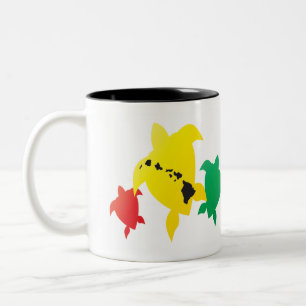 Hawaii Reggae Turtles Two-Tone Coffee Mug