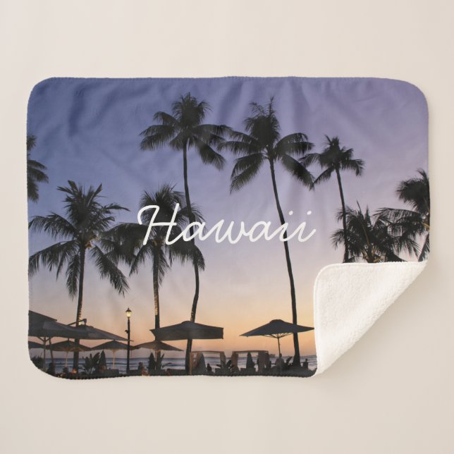 Hawaii resort sunset sherpa blanket (Front (Horizontal))