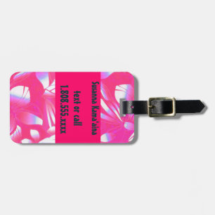 Hawaii Retro Print Pink Luggage Tag