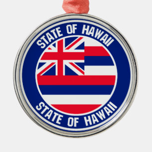 Hawaii Round Emblem Metal Ornament
