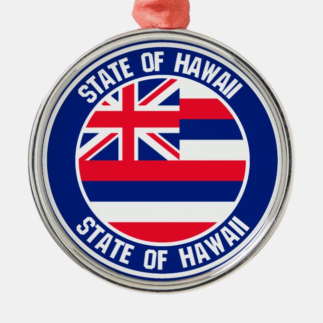 Hawaii Round Emblem Metal Ornament (Front)