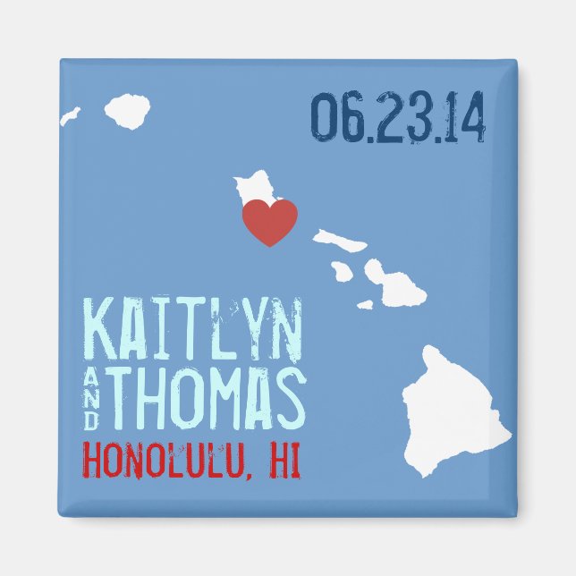 Hawaii Save the Date - Customisable City Magnet (Front)