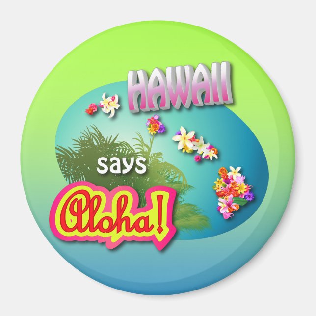 Hawaii Says Aloha! Magnet (Front)