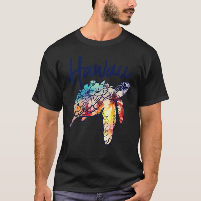 Hawaii Sea Turtle Hawaiian Floral Matching Family  T-Shirt (Front)