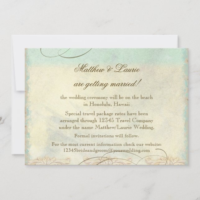 Hawaii Sea Turtle Modern Coastal Ocean Beach Invitation (Front)