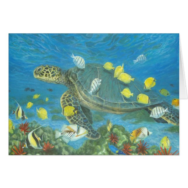 Hawaii sea turtle with reef fis (Front Horizontal)