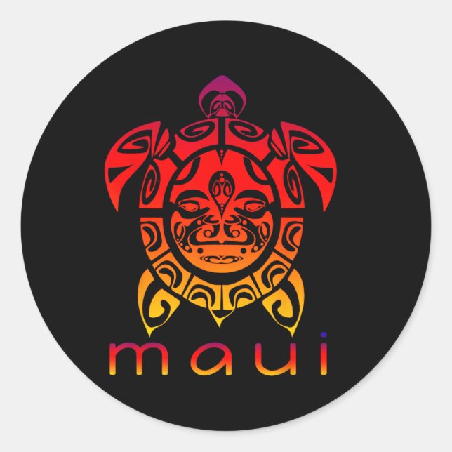 Hawaii Sea Vivid Turtle  Classic Round Sticker (Front)