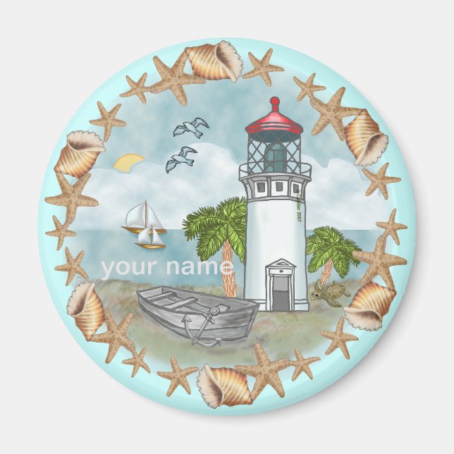 Hawaii Shells Lighthouse magnet (Front)