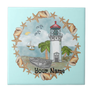 Hawaii Shells Lighthouse  Tile