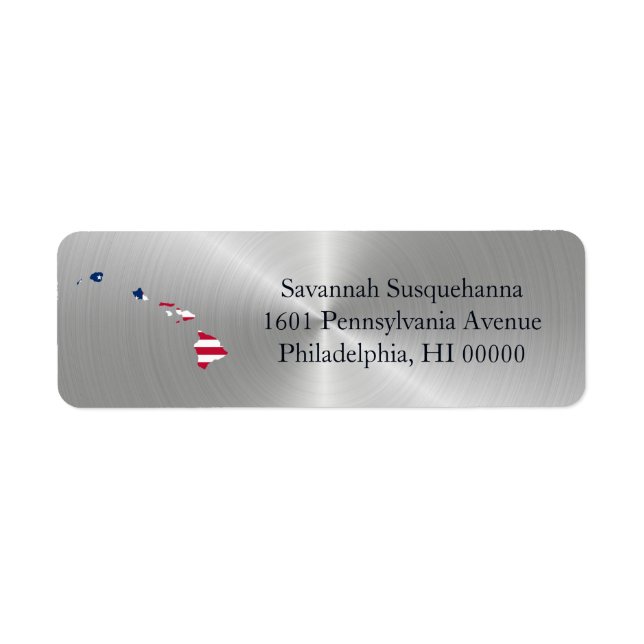 Hawaii Silver American Flag Patriotic Return Address Label (Front)
