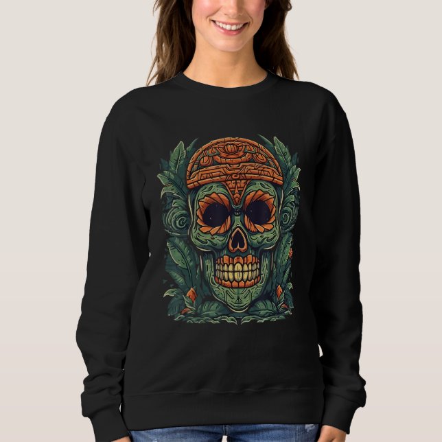 Hawaii Skull Tiki Mask Tropical Hawaiian Men Women Sweatshirt (Front)