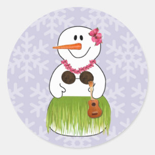 Hawaii Snow Woman Stickers
