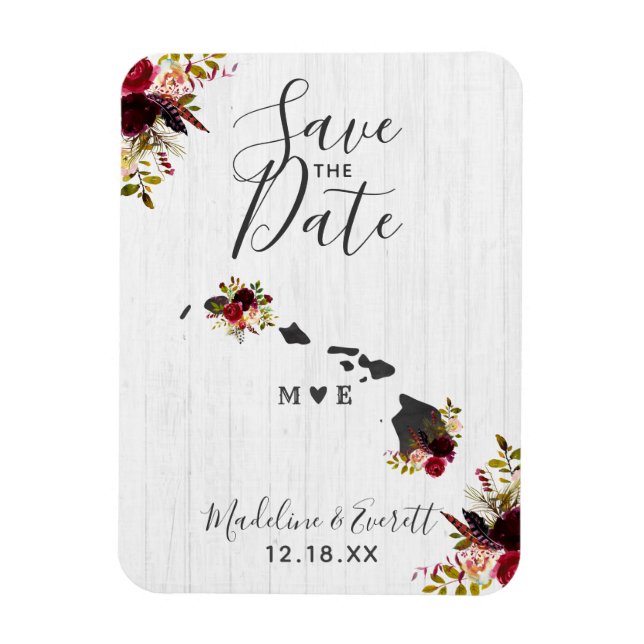 Hawaii State Destination Rustic Save the Date Magnet (Vertical)