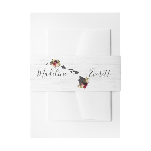 Hawaii State Destination Rustic Wedding Monogram Invitation Belly Band (Front Example)