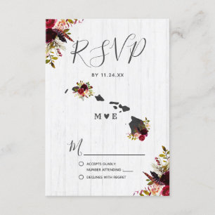 Hawaii State Destination Rustic Wedding RSVP Card