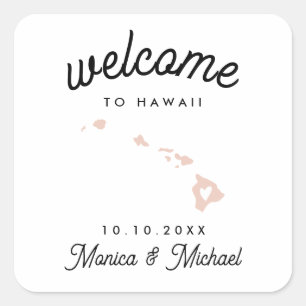 HAWAII State Destination Wedding ANY COLOR!     Square Sticker