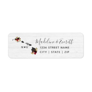 Hawaii State Destination Wedding Return Address Label