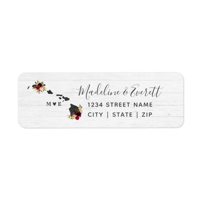 Hawaii State Destination Wedding Return Address Label (Front)