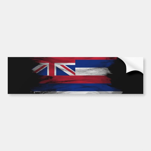 Hawaii state flag brush stroke, Hawaii flag Bumper Sticker (Front)