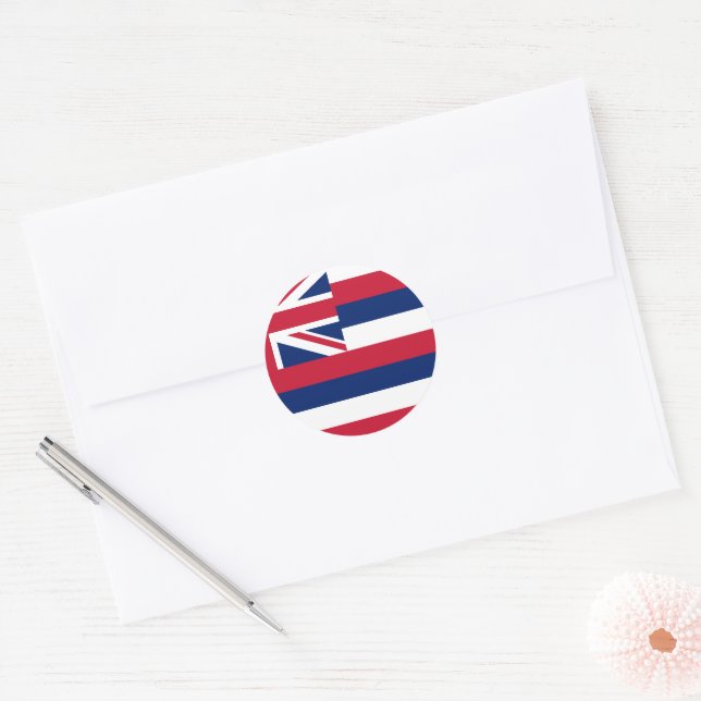 Hawaii State Flag Classic Round Sticker (Envelope)