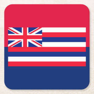 Hawaii State Flag Design Square Paper Coaster