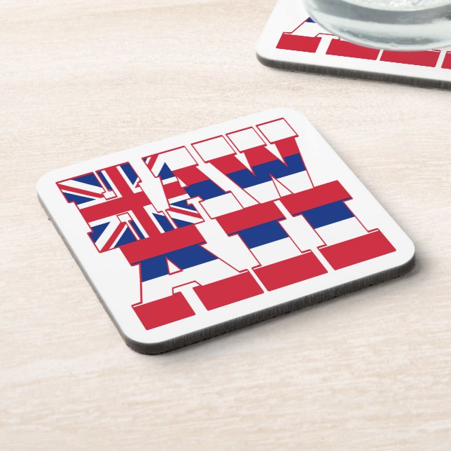 Hawaii state flag text coaster (Left Side)