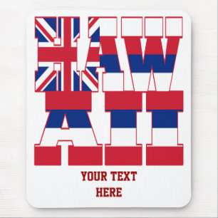 Hawaii state flag text mouse pad
