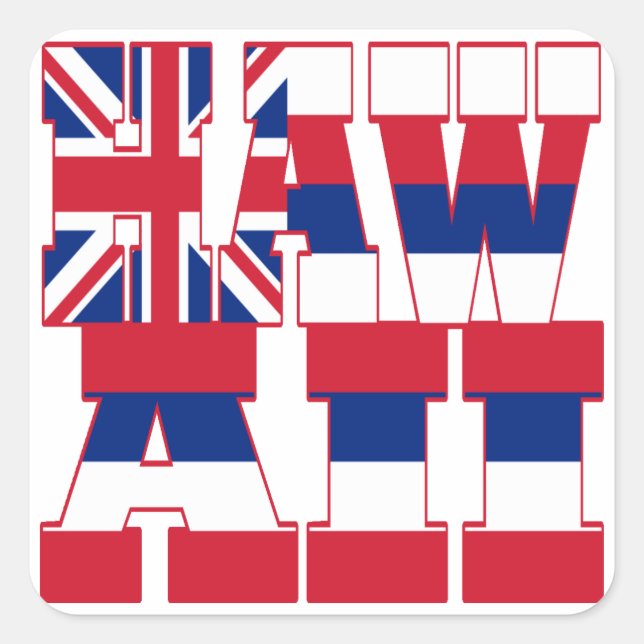 Hawaii state flag text square sticker (Front)