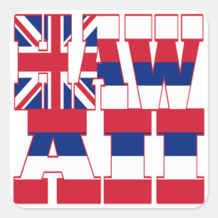 Hawaii state flag text square sticker