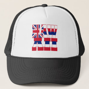 Hawaii state flag text trucker hat
