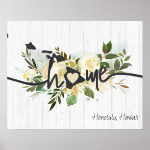 Hawaii State Personalised Your Home City Rustic Poster