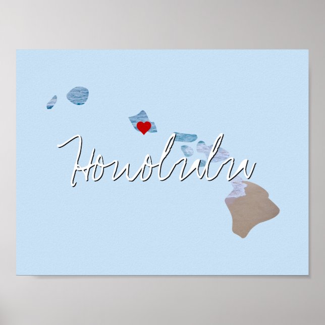 Hawaii State Photo insert and town name Poster (Front)