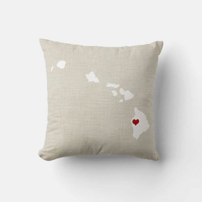 Hawaii State Pillow Faux Linen Personalised (Front)