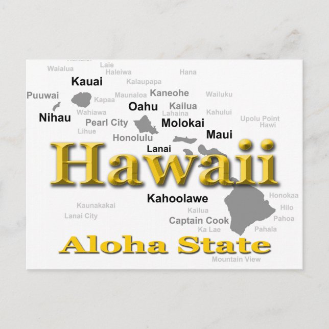 Hawaii State Pride Map Silhouette Postcard (Front)